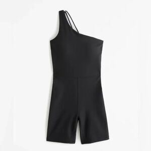 Abercrombie Fitch YPB SculptLux Romper XS One Shoulder Black Stretch Athletic